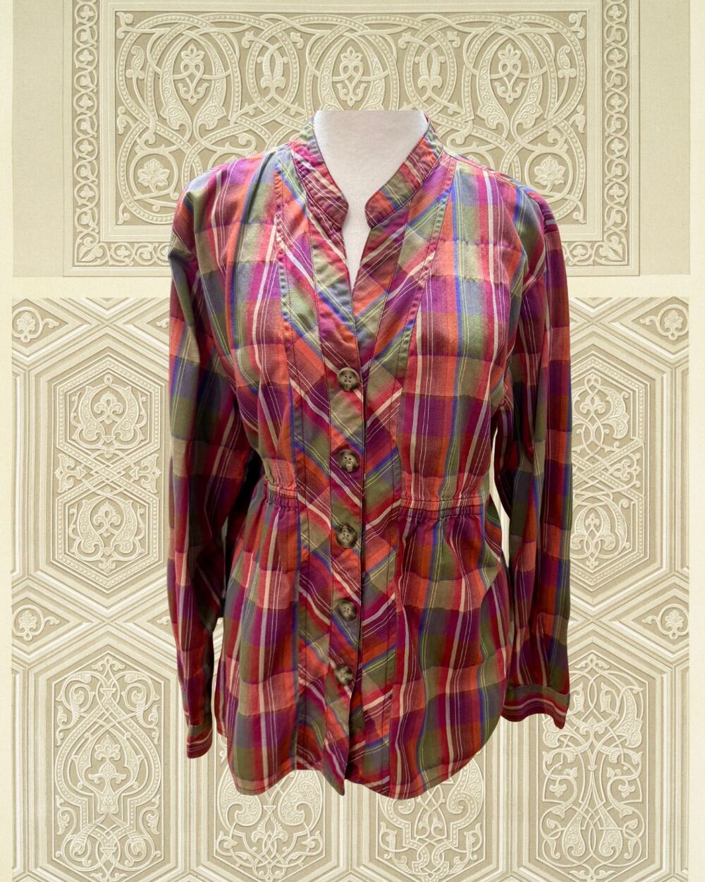 Vintage 80s 90s Company Collection Multicolor Plaid
 Blouse Shirt Size XL